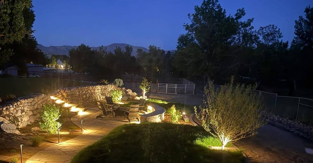 Custom paver patio with fire pit